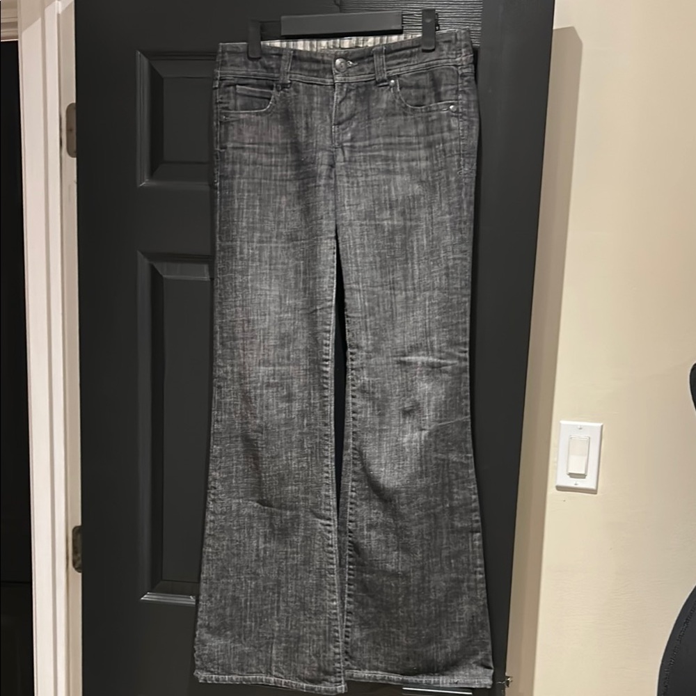 Level 99 Gray Denim Flare Wide Leg Jeans